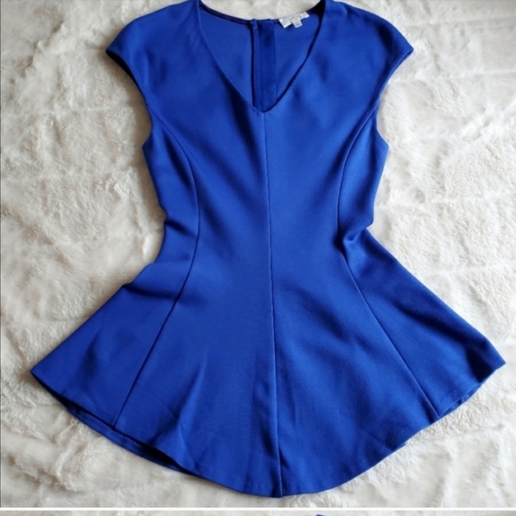 ROYAL BLUE XS Babaton Perret V Neck Peplum Top - Picture 4 of 6